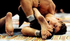Former UFC Heavyweight Champion Frank Mir using the Toe Hold to defeat Tank Abbot at UFC 41